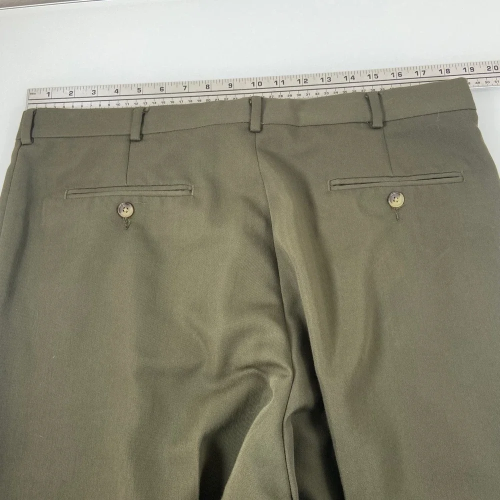 Chaps Ralph Lauren Mens 38x34(ACT 37x33) Olive Green‎ Pleated Cuffed Trousers